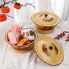 with Lid Strawberry Cake Basin Yellow Soup Container Stylish Enamel Bowls  Popcorn