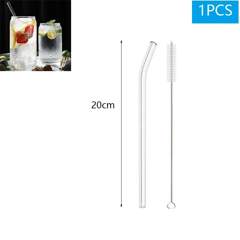 20-1Pcs Eco Friendly Glass Straws Reusable Drinking Metal Straw with Brushes Smoothies Milkshake Cocktails Party Bar Accessory Cup Holders 5