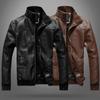 Men's Leather Jackets Men Stand Collar Coats Mens Motorcycle Leather Jacket Casual Slim Brand Clothing PU Leather Coats Mens