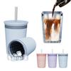 Quick Freeze Straw Cup with Ice Tray Blue Purple Pink Cold Drink Cup  Summer