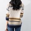 Осенне-зимний свитер женский корейский вариант ромбовидная сетка контрастный жаккардовый цвет круглый вырез длинный рукав повседневный трикотажный самарий женский интерьер