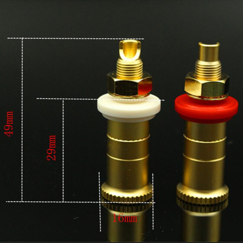 2Pcs Gold Plated Brass HIFI Binding Post Banana Plug Socket Terminal Connector For Amplifier Speaker Audio Cable Home Theater Wiring Accessory