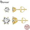 Gold Moissanite Stud Earrings 925 Sterling Silver Brilliant Round Cut Lab Diamond Wedding Earrings for Women