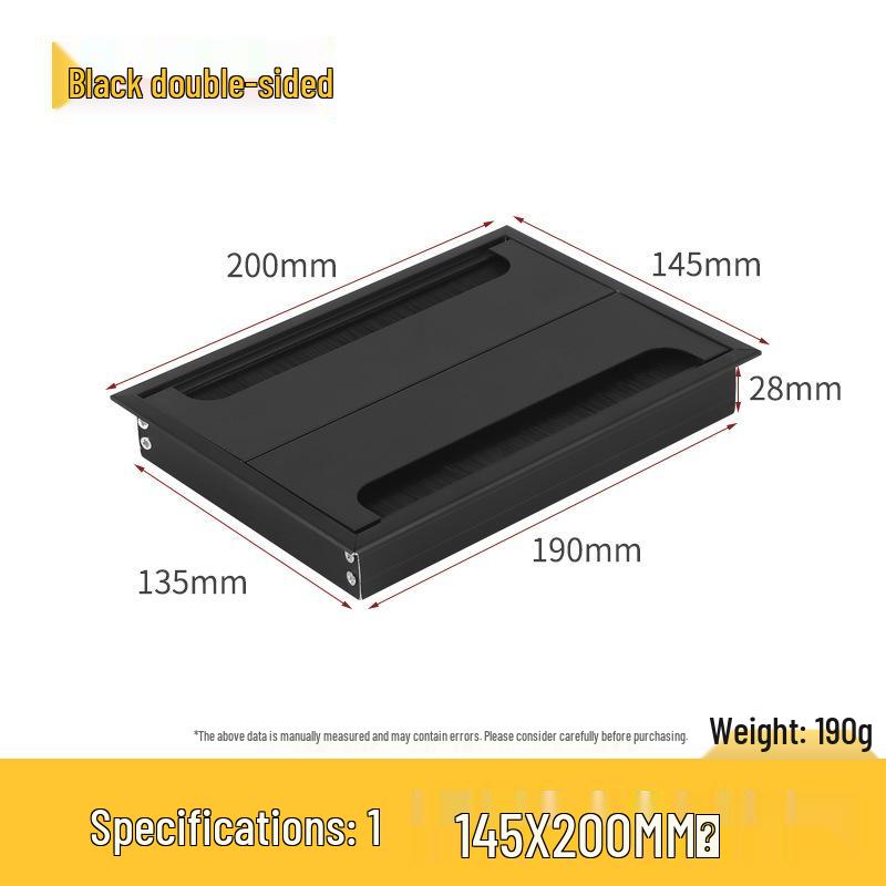 Desktop Cable Management Box: Flip-up Cover for Desk Cable Hole - Wire Pass-through and Decorative Rectangular Plate