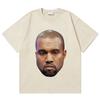 Стирка Винтажная Рэпер Kanye West Безэмоциональное Лицо Смешной Мем Футболка Мужская Хип-Хоп Оверсайз Футболка Мужская Мода Повседневная Футболка