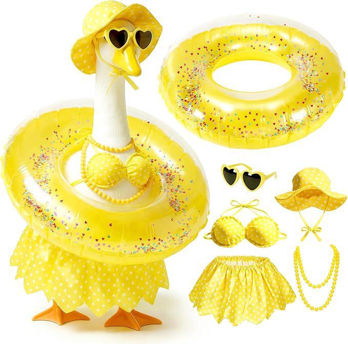 Porch Goose Decoration Clothes Set Waterproof Raincoat Bikini Ghost Outfit for 23 Inch Lawn Garden Statue Costume