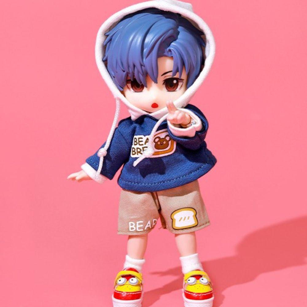 Комплект свитшот и шорты с принтом мишки Повседневная одежда Комплект шорт в стиле хип-хоп Комплект худи для куклы OB11 Игрушка для самостоятельной сборки