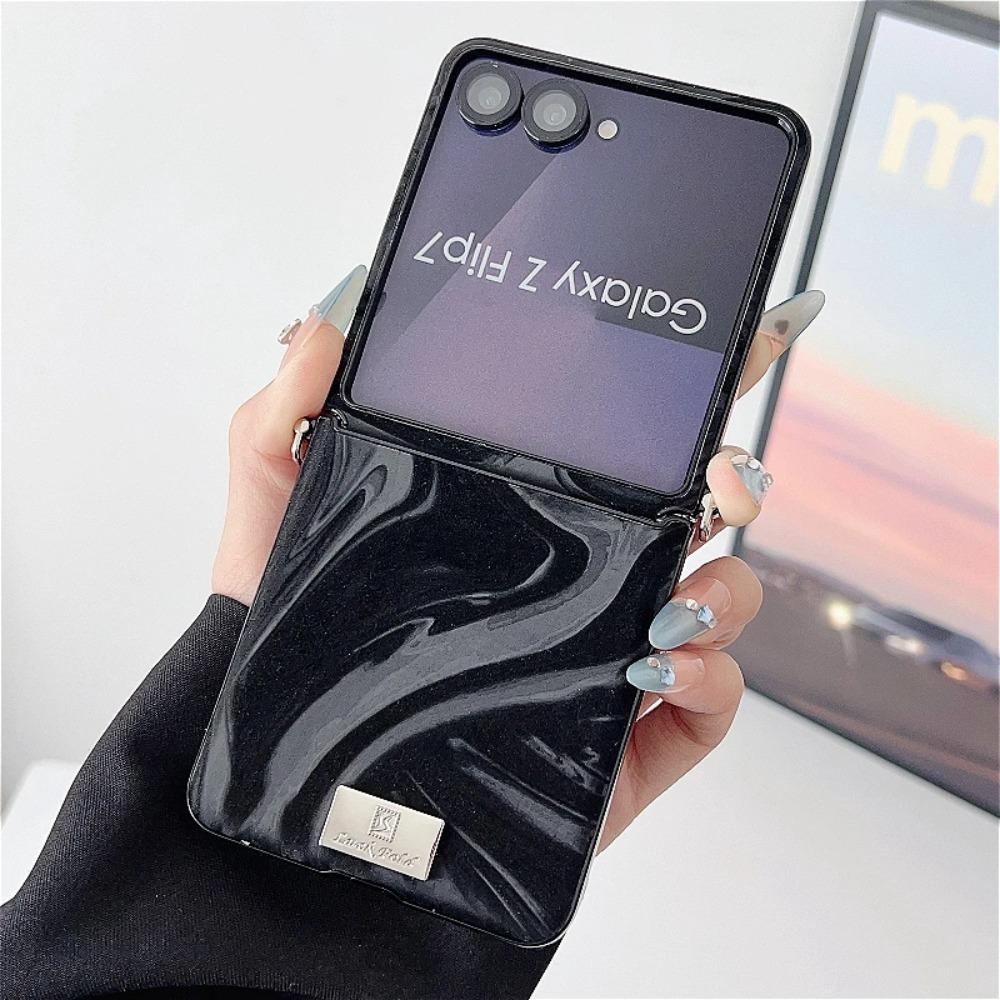 Модный простой кожаный чехол для телефона с узором «водная рябь» для Motorola Razr 50 60 70 Ultra 60Pro, с ремешком-шнурком, защита задней крышки