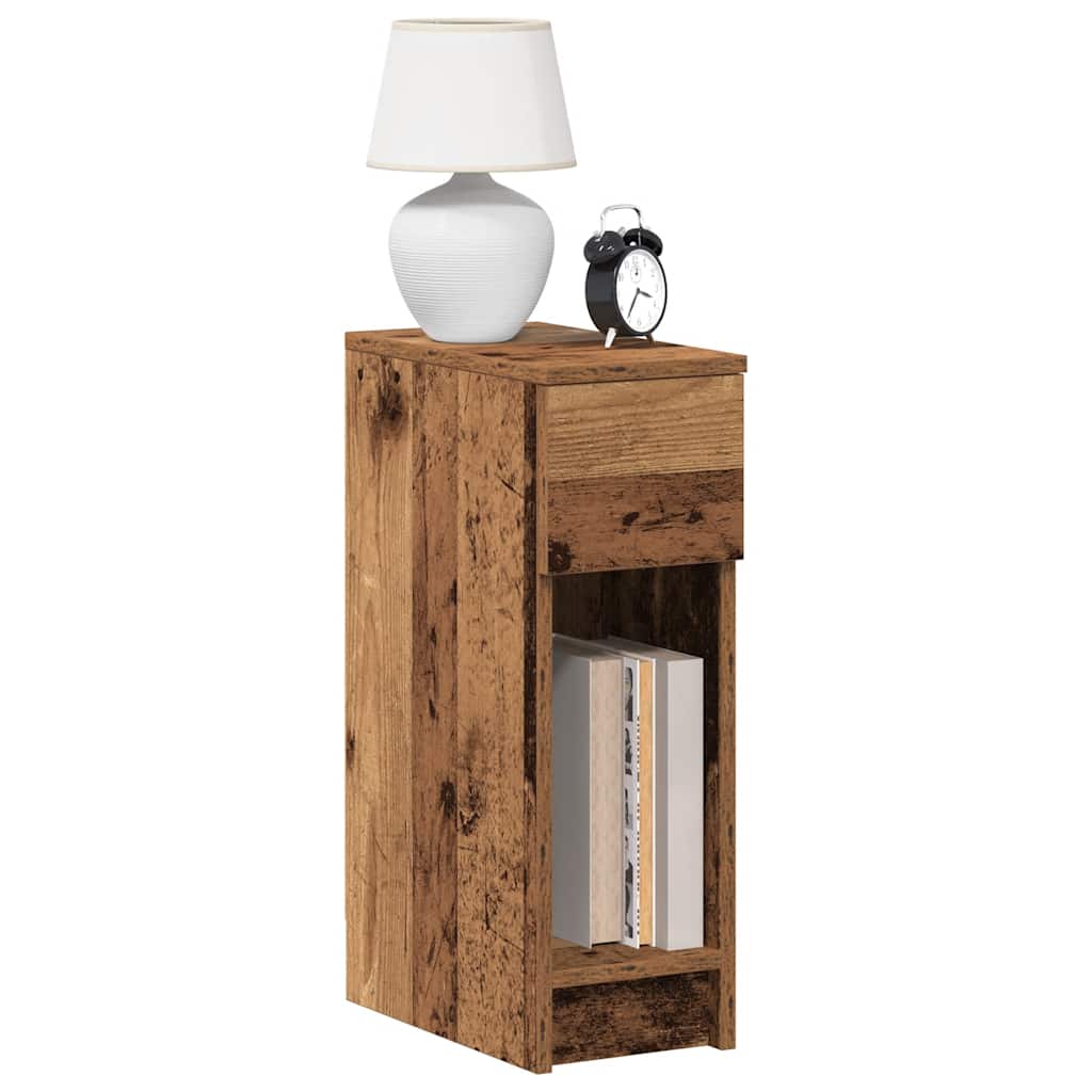 Nightstand with Drawer Rustic Wood Look 20 x 36 x 60 cm