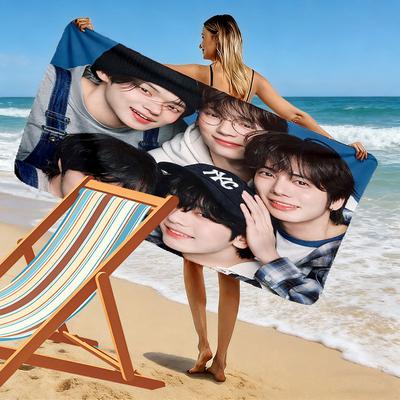 TXT Art Print Beach Towel, Large Soft Quick Dry Towel for Beach Camping Swimming