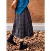 High-Waisted Plaid Wool A-Line Skirt