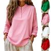 Women's Fashionable And Casual Loose Solid Color Long Sleeved Round Neck Button Top