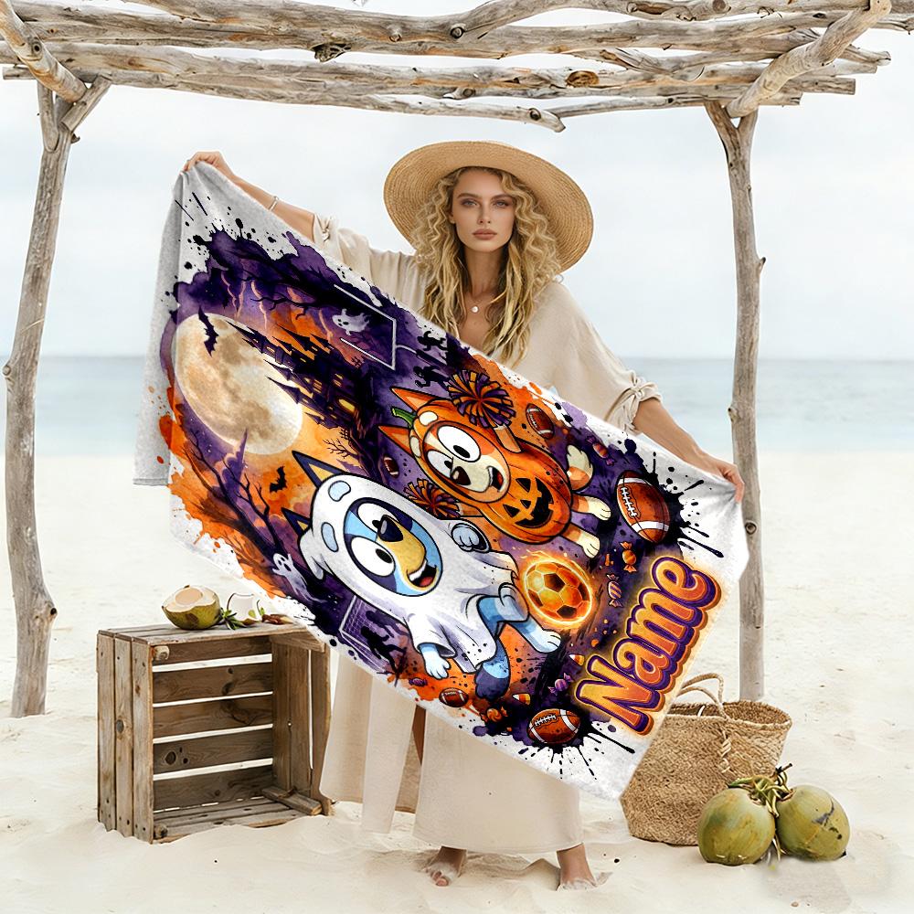 Bluey Adventures Customized Name Beach Towel Soft Durable Quick-Dry