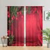2 шт., красные шторы с изображением рождественских сосновых веток -30% затемнение - подходят для гостиной, спальни, кухни, украшения дома