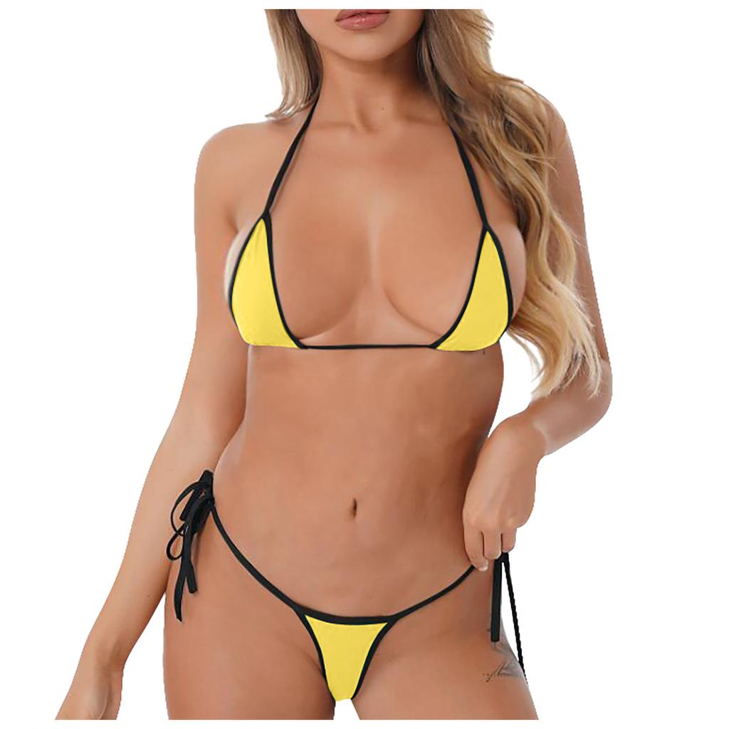 Женское сексуальное бикини с разрезом, эротическое нижнее белье (Без накладок для груди)