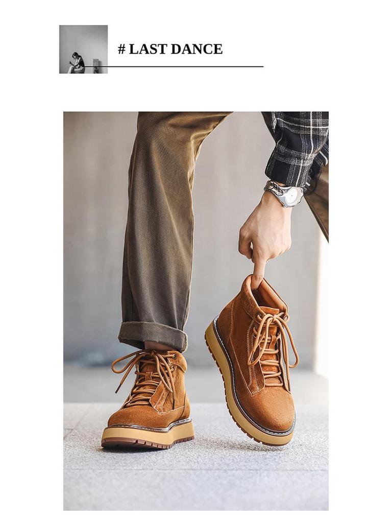 Мужские кожаные ботинки Martin средней высоты 2024 года выпуска: Ретро, толстая подошва, повседневный британский стиль