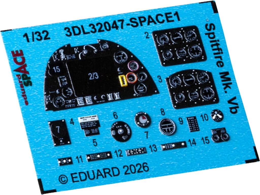 Eduard Space Series Supermarine Spitfire Interior 3D Decal Etched Parts Set Kotari Plastic Model Decals EDU3DL32047 1/32 Mk.Vb & (for Models)