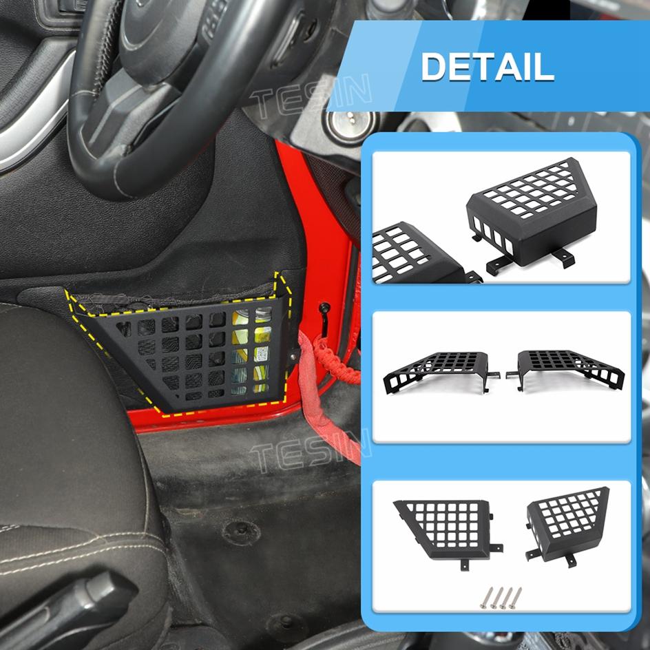 TESIN Metal Car Front Rear Door Storage Box Door Side Insert Organizer Box Pockets for Jeep Wrangler JK 2/4 Door 2011-2017