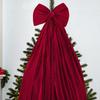 Christmas Bow Tree Topper Ornament Burgundy Velvet Wreath Bows Christmas Hanging Ribbon Gift Bows for Holiday Home Wall Outdoor Indoor Party