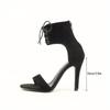 Fashion Heeled Sandals Low-Heeled Shoes With Strap Tassel Open Toe 2024 Women's Large Size Black Low-heeled Fashion Fringe Peep