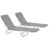 Day and Night - Day and Night Folding Loungers 2 Units Steel and Gray Fabric