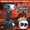 2 в 1 18В 800 Нм 1/2" Гайковерт 1/4" Li-Ion Бесщеточная Беспроводная Электрическая Отвертка-Дрель С Li-Аккумулятором 15000 мАч +Светодиодная подсветка