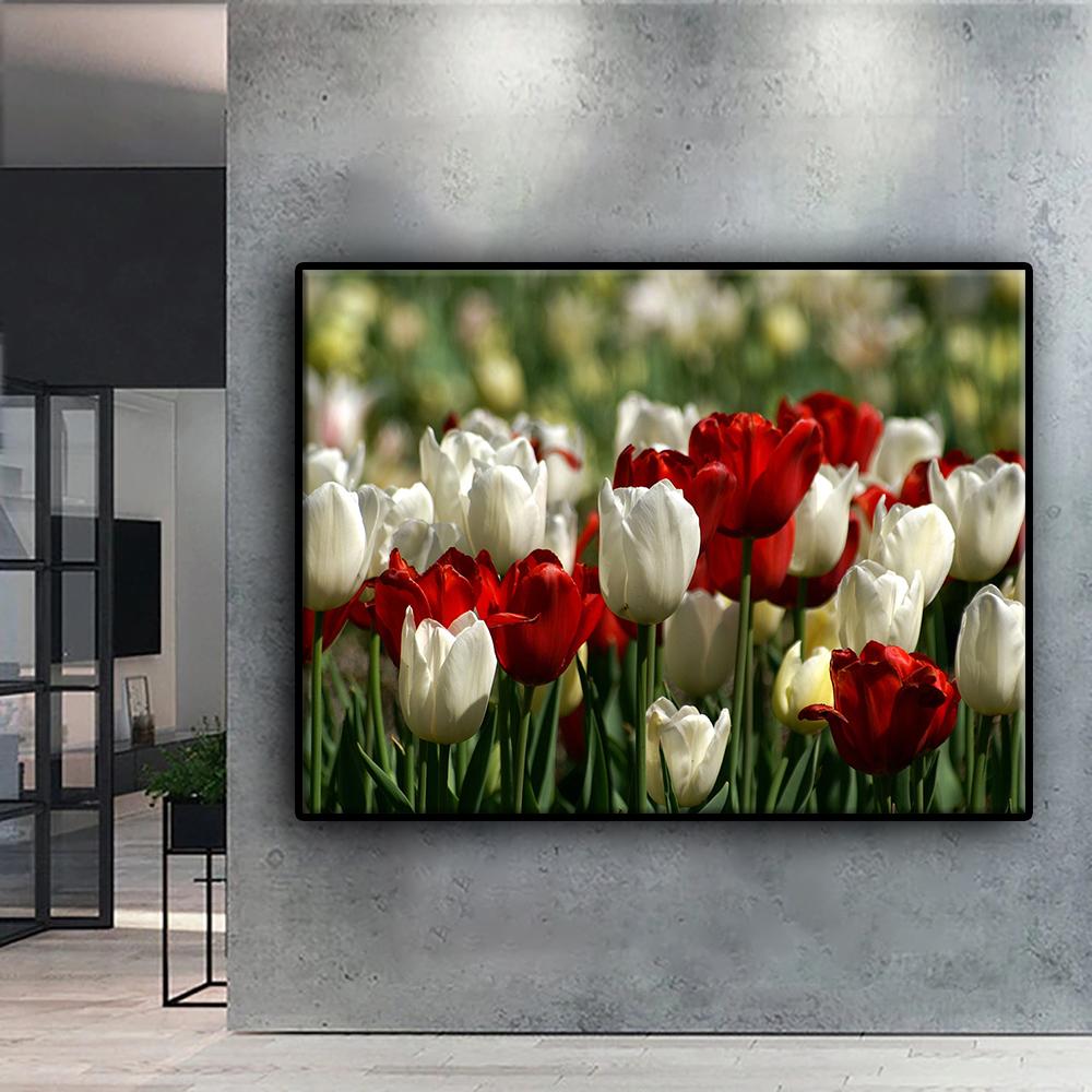 5D алмазная живопись полный алмаз цветы тюльпаны алмазная живопись ручная работа Diy Алмазная мозаика картина украшение дома