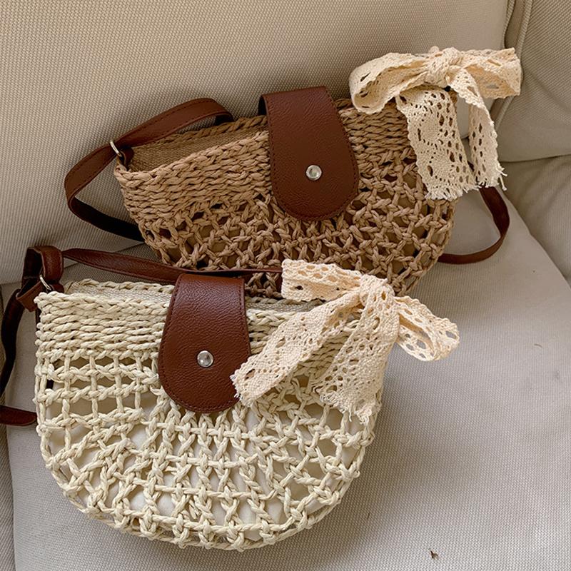Летние ротанговые сумки женские седло соломенная сумка через плечо ручной работы плетеная сумка кроссбоди дамские сумочки богемный дорожный клатч пляжная сумка