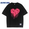 Футболка свободного покроя Aelfric Eden Foam Heart Print Oversize Streetwear Hip Hop Love Heart Letter Print Tee Short sleeve Harajuku Casual Cotton