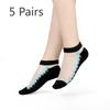 5 Pairs of Women's Summer Embroidered Non Slip Cotton Bottom Glass Silk Socks