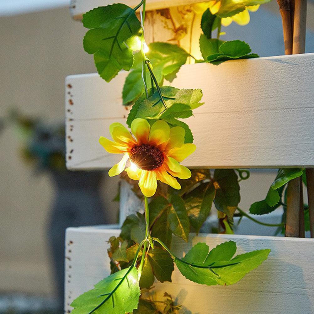 Led Solar Sunflower String Light 8 Modes Adjustable Fairy String Lights For Outdoor Garden Decoration