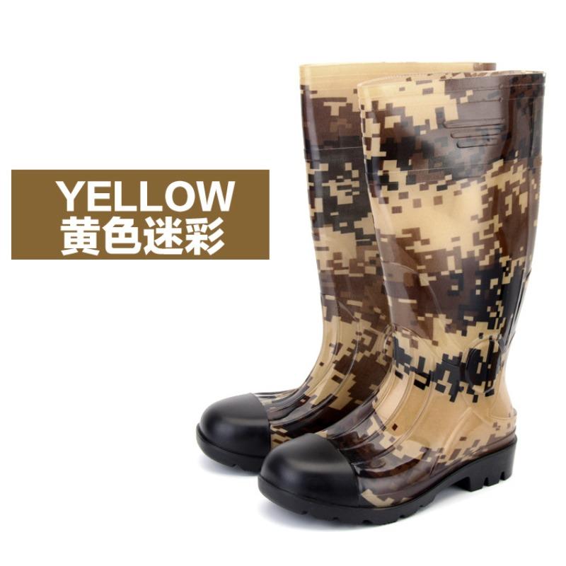 Утолщенные дождевые ботинки мужские высокие водонепроницаемые ботинки шахтерские камуфляжные резиновые сапоги длинные резиновые ботинки высокое качество водонепроницаемые