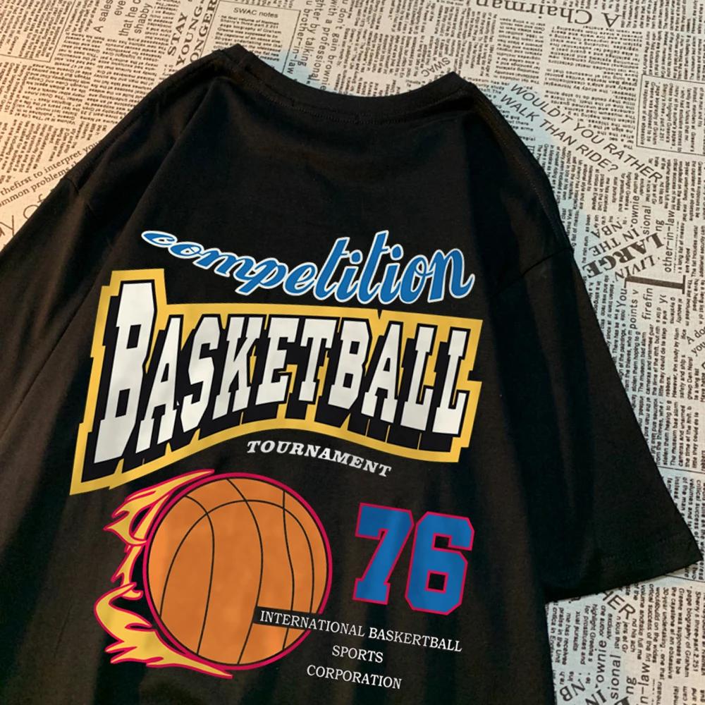 Competition Basketball 76 T-Shirts Men Women Street O-Neck Clothes Loose Oversize T-Shirts Harajuku Cotton Brand Short Sleeve