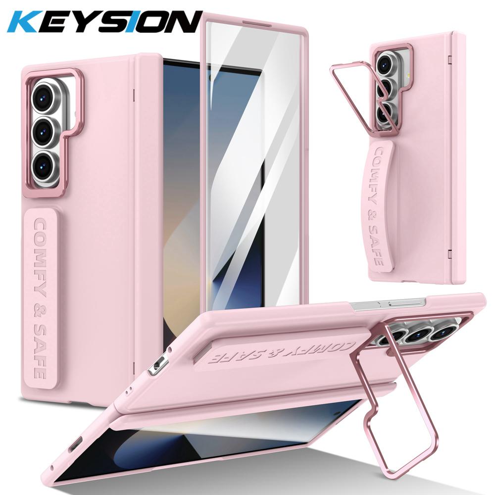 KEYSION Чехол-браслет для телефона Samsung Galaxy Z Fold 7 6 5 4 3 с подставкой, ударопрочная крышка из твердого ПК с защитой экрана для шарнира