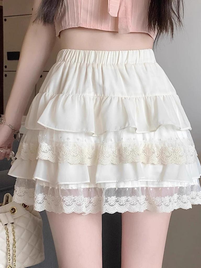 Ballet-Inspired White Princess Dress: Sweet High-Waist A-line Short Skirt for Summer