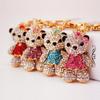 Adorable Rhinestone Bear Keychain with Bow - Car Pendant and Bag Charm