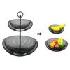 2-Tier Fruit Basket,Wire Fruit Bowls Holder,Decorative Fruits Basket,Kintchen Storage Basket For Snacks Vegetables,Black