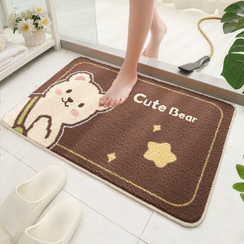 Bathroom Absorbent Floor Mat, Toilet Door Dirt-resistant Non-slip Foot Mat, Bathroom Carpet Cartoon Bedroom Household Floor Mat