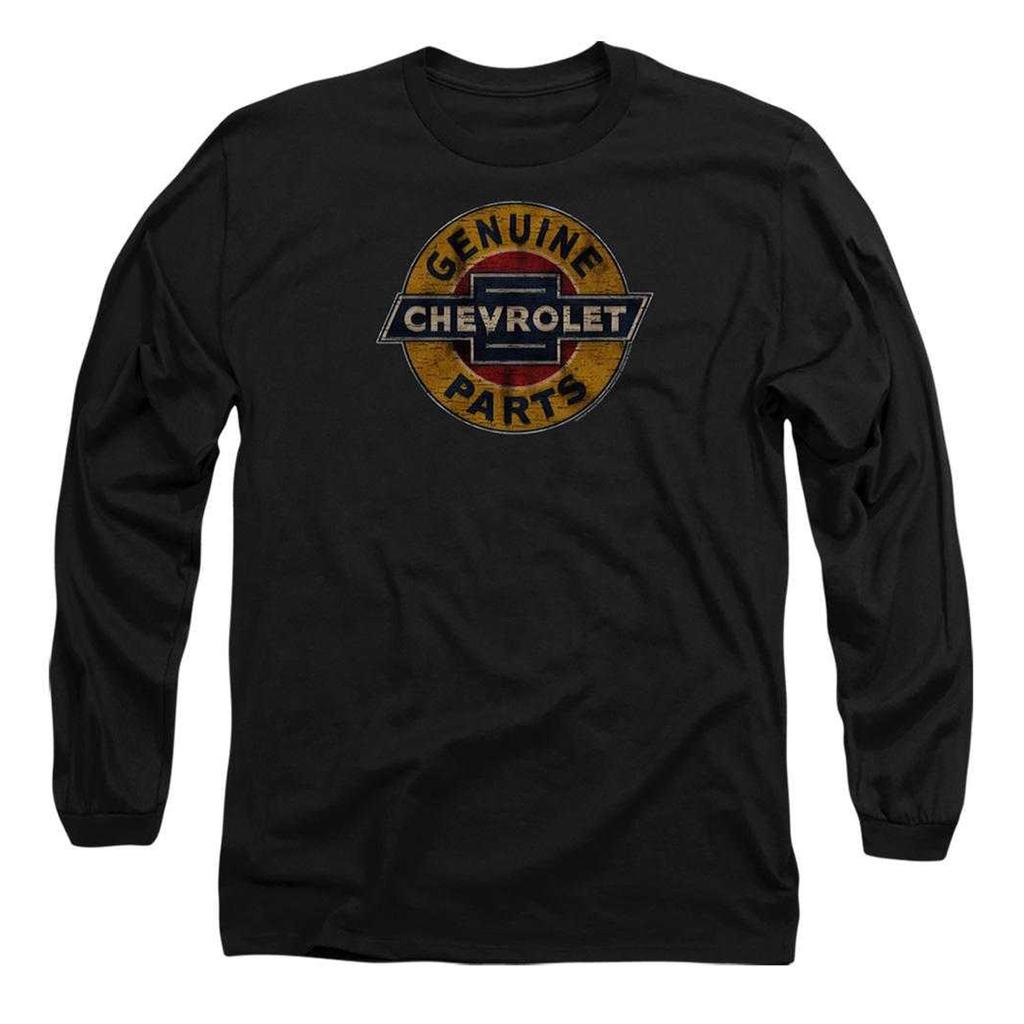 Chevrolet Mens Genuine Chevy Parts Sign Distressed Long-Sleeved T-Shirt