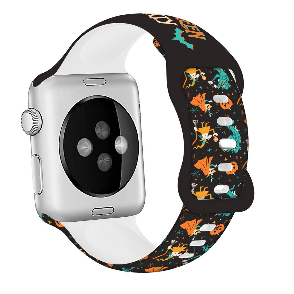 Силиконовый ремешок для Apple Watch Band 44 мм 40 мм 45 мм 49 мм 41 мм 38 мм 42 мм Хэллоуинский браслет iwatch series 9 7 se 3 5 4 6 8 ultra 2