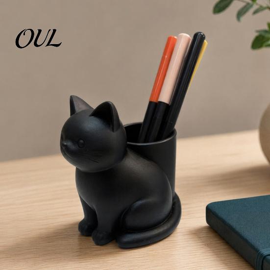 Light Luxury Desk Decor Cute Cat Pen Holder, 3D Printed Kitten Pencil Cup, Multi-functional Soft Decoration Accessory Desktop Organizer for