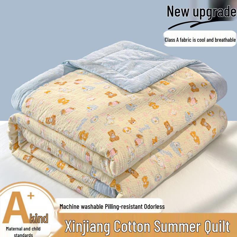 Class A Mother & Baby Cloud-Feel Double-Layer Gauze Summer Quilt - Xinjiang Cotton Thin Cooling Quilt for Dormitory
