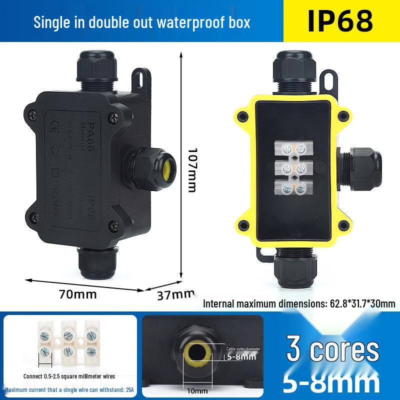 Outdoor IP68 Rainproof Plastic Junction Box with Terminal Block for PC Rooms & Street Lighting