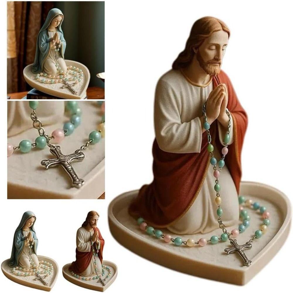 Resin Virgin Mary Rosary Holder Jesus Necklace Storage Holder Prayer Rosary Holder Office