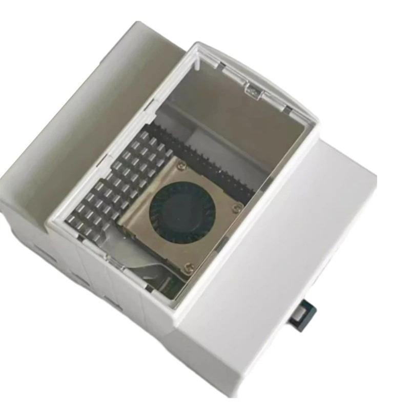 Прочный корпус из АБС-пластика для платы RPI5, крышка для DIN-рейки, идеально подходит, опциональный активный охлаждающий вентилятор