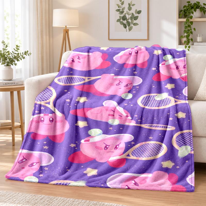 Kirby Flannel Throw Blanket Soft Warm Cozy For Sofa Bed Indoor Home Bedroom Use