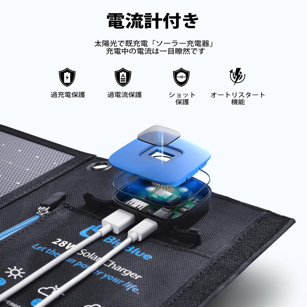 Для солнечного зарядного устройства BigBlue 28 Вт с током Компактные 2 USB-порта с преобразованием Включает 2 Идеально для и на открытом воздухе Совместимо с и LG [Новинка 2025]