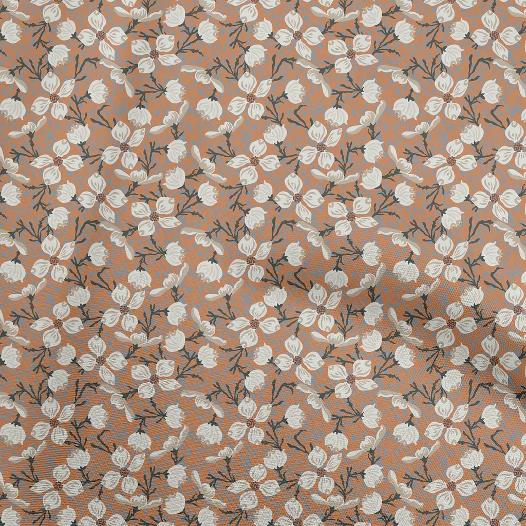 oneOone Georgette Viscose Brown Fabric Florals Sewing Material Print Fabric By The Yard 42 Inch