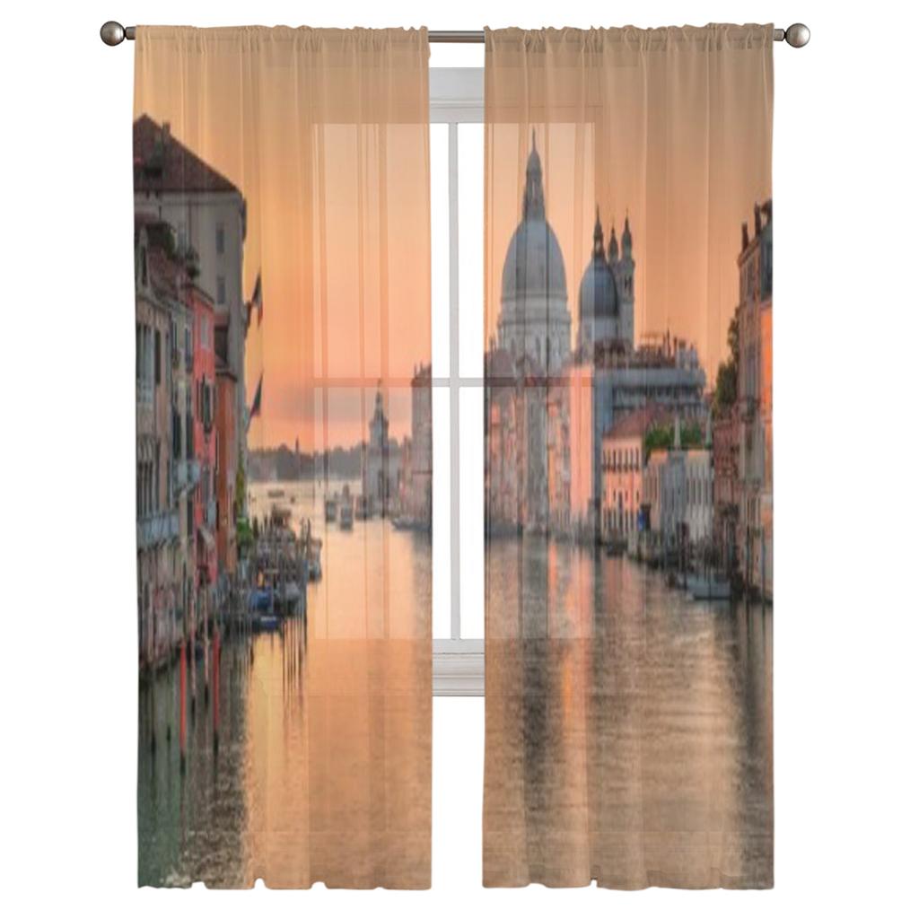 Canal Grande In Venice Тюль Прозрачные шторы для гостиной, спальни, кухни, украшения, вуаль, органза, шторы
