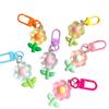 Colored Flowers Key Chain Transparent Flowers Pendant Key Ring Backpack Charms Car Decoration Bag Accessories